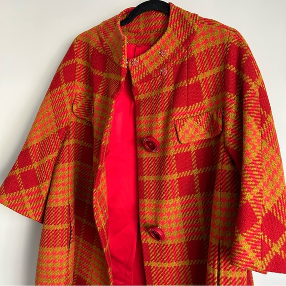 Dan Millstein Vintage 50s 60s Mod Plaid Swing Coat Womens S - Picture 6 of 14